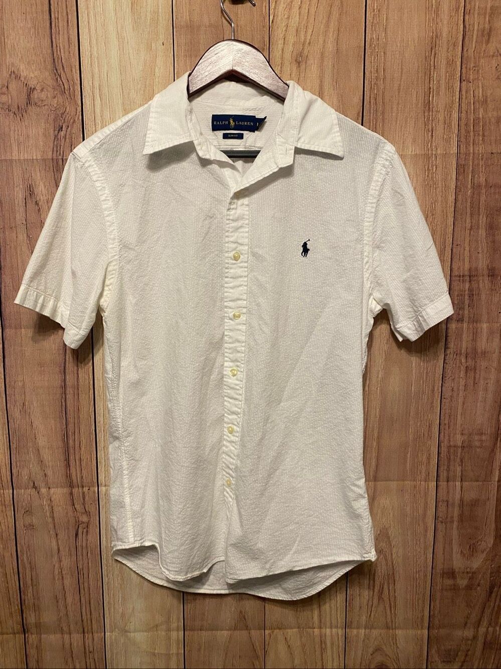 Ralph Lauren Medium Slim Fit white button down shirt men’s cotton